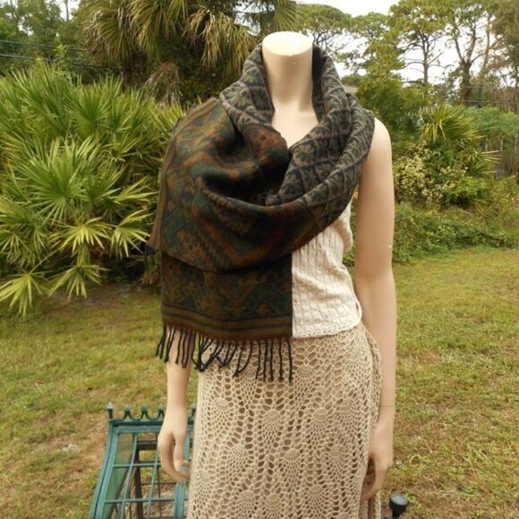 NWOT MODENA 100% Acrylic Multi-Colored Earth Tones Scarf/Wrap Made in Italy - Picture 5 of 6